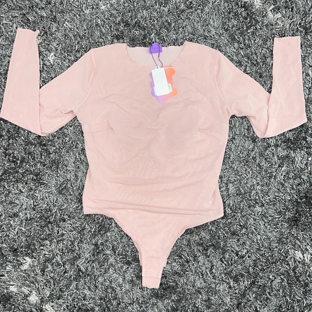 Yitty mesh me smoothing sleeved thong bodysuit size XL
